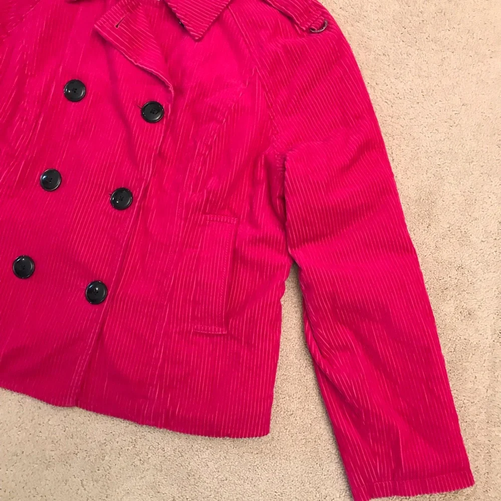 Vintage Tommy Hilfiger Corduroy Jacket Coat Size XL Sherpa Barbie Pink Prep y2k